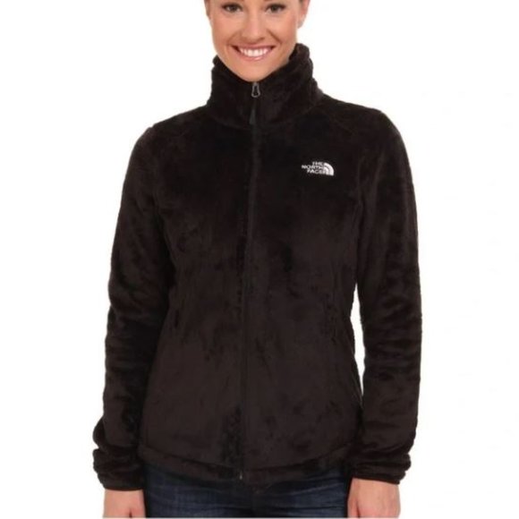 The North Face Fuzzy Fleece Osito Black Full Zip Jacket Logo Women Size Small - Picture 1 of 9